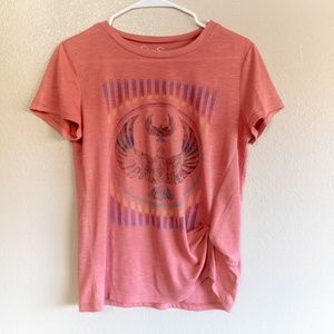 Jessica Simpson orange front knot tee EUC